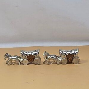 Vintage Silver-Plated Covered Wagon Colorado‎ Salt & Pepper Shakers Set
